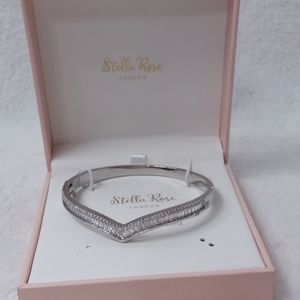 Bracelet Fine Silver Plated Clear Rhinestones Baguettes Stella Rose